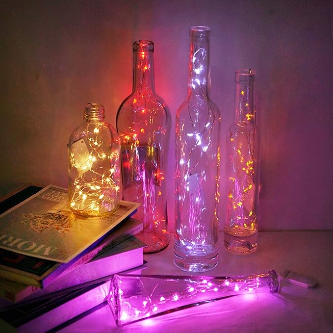20 Pack Fairy Lights Battery Operated, 20 LED String Lights Mason Jar Lights, Waterproof Copper Wire Mini Lights String Firefly Light for Wedding, Table, Party, Christmas Decor (8 Colors)