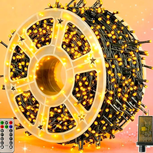 Christmas Lights 1000 LED 328 FT, IP67 Waterproof Christmastree Lights with 8 Modes, Remote Control 3 Timers & Memory Function Xmas Decorations for House and Holiday (Warm White)