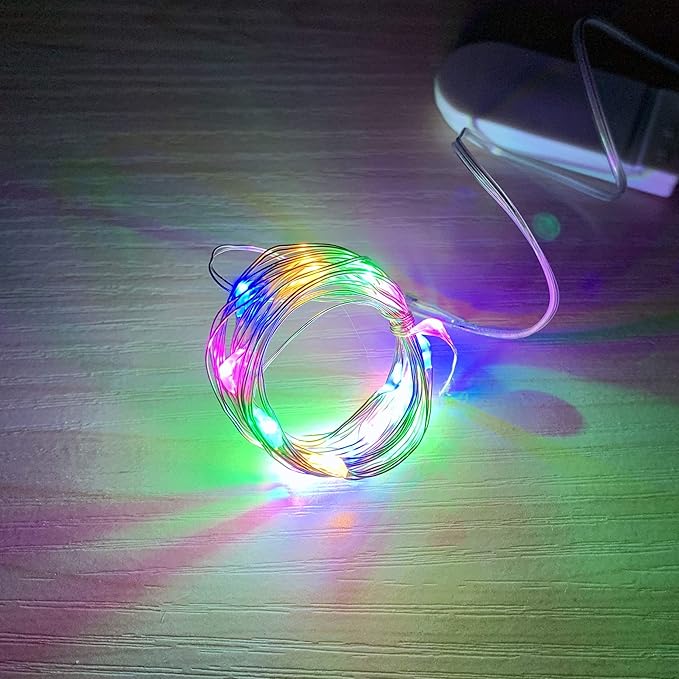 20 Pack Fairy Lights Battery Operated, 20 LED String Lights Mason Jar Lights, Waterproof Copper Wire Mini Lights String Firefly Light for Wedding, Table, Party, Christmas Decor (Multicolor)