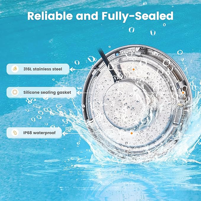 SURAIELEC Pool Lights for Inground Pool, 10 Inch 120V LED Underwater Light, 35W (300W Equivalent), 4000LM, Cool White 6000K, Fits 10" Large Wet Niches, Stainless Steel Housing, 100FT Cord