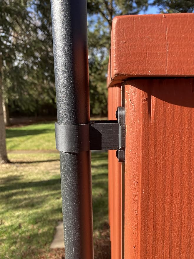 USA Tiki Torch Deck or Fence Mount fits Zoohar Solar Lights Flickering Flame Outdoor Torches and Other 1-1/4” Outside Diameter Poles (4, 2), Black, 1-1/4inch OD