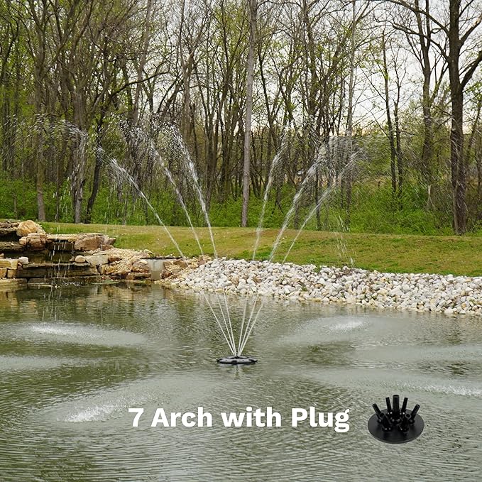 HALF OFF PONDS Floating Fountain, 1.75 HP Pond Aerator, 100 ft Cord, 14,800 GPH Water Pump, 11 Spray Patterns, Energy-Efficient, for Large Ponds, Lakes & Water Gardens