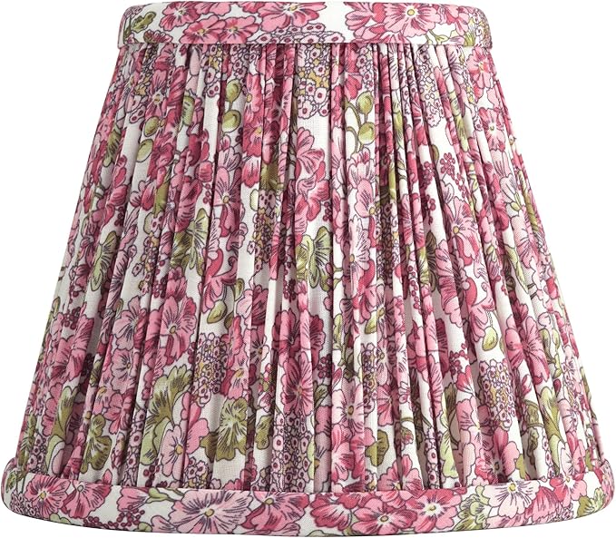 Springcrest Nelle Pink Floral Cottage Core Pleated Shade 3.5x6x5 (Clip-On) - Springcrest