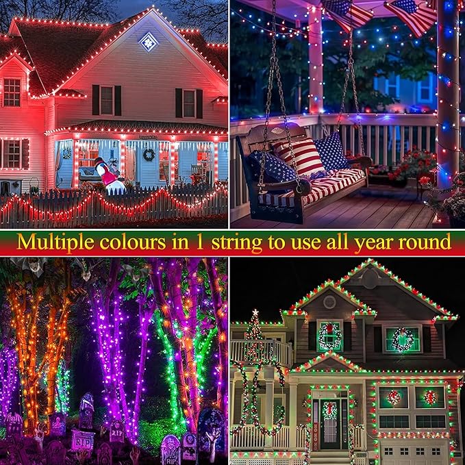 Joomer Easter String Lights Outdoor - 66FT 200LED RGB Pastel String Lights with Remote, Waterproof Outdoor Indoor with Timer Memory Function for Christmas, Easter Day Decor(Non-Connectable)