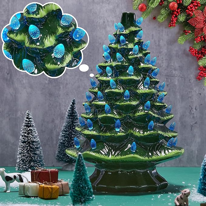 Boao 120 Pcs Ceramic Christmas Tree Replacement Lights Clear Plastic Flame Peg Bulbs Accessories for Ceramic Christmas Trees and DIY Projects(Blue,Small)
