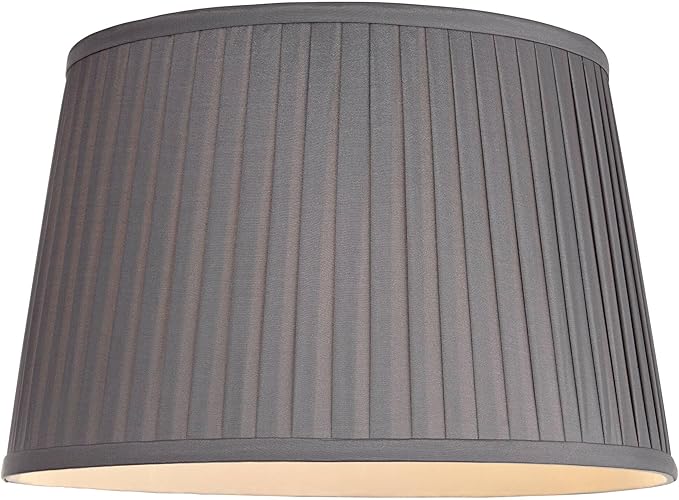 14" Top x 17" Bottom x 11" High x 11" Slant Lamp Shade Replacement Large Slate Gray Empire Round Modern Fabric Pleated Spider Harp Finial - Springcrest
