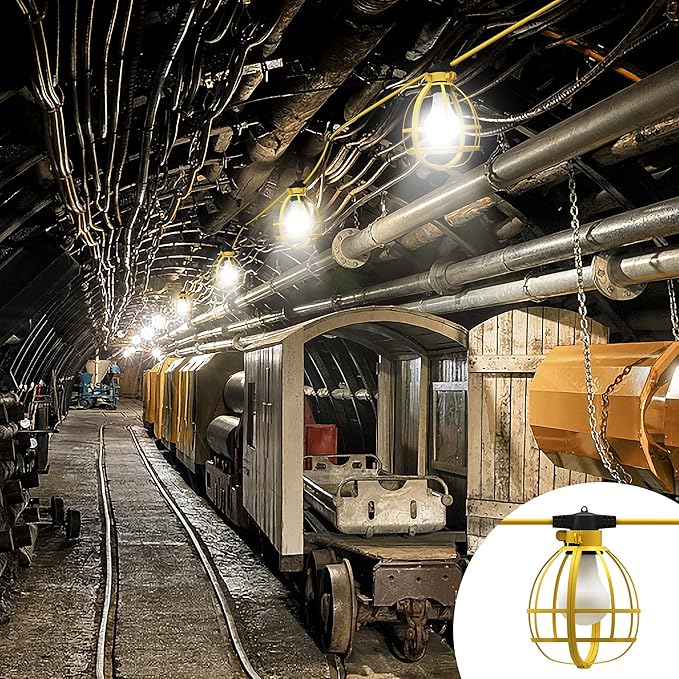 LEDIARY 50FT Construction String Lights, 5 Bulbs 50W 5250LM Work Lights with 5 Medium Base Sockets, Linkable Construction Lights, Weatherproof Commercial-Grade Temporary Lighting