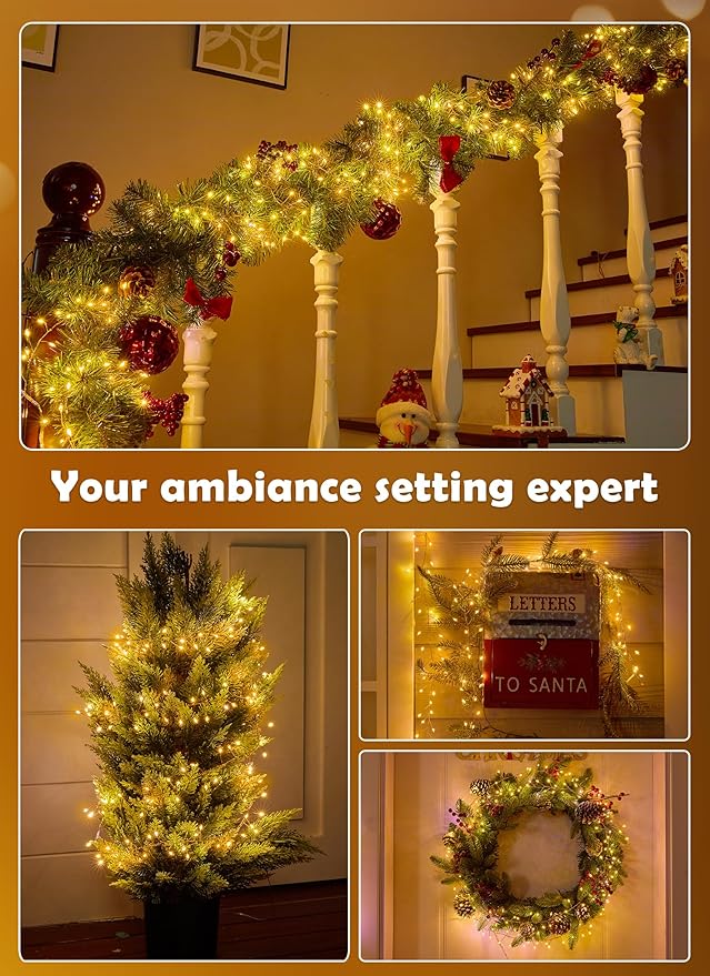 Twinkle Fairy Lights Plug in,200LED Cluster String Lights - Copper Wire Waterproof Christmas Tree Lights for Bedroom Indoor Outdoor, Party Garden Patio Decor