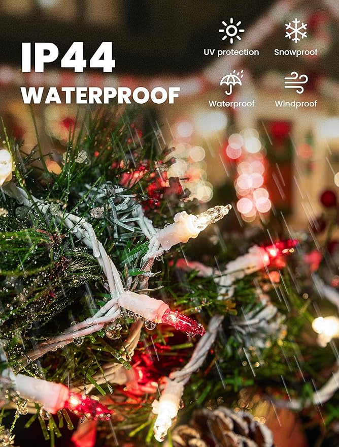 Red Clear Christmas Lights,13FT 50 Count Incandescent Mini Light,White Wire Christmas String Lights Plug in Waterproof for Tree Xmas Wedding Indoor Outdoor Valentine's Day Decor (Red Clear, 50 Count)