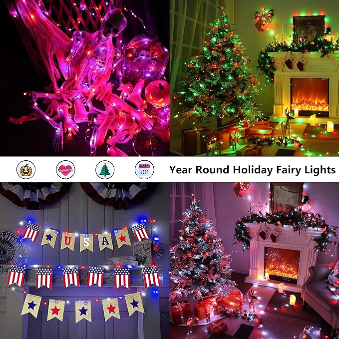 BrizLabs Easter Fairy Lights, 66ft 200 LED Color Changing Fairy Lights with Remote, Plugin Pastel Twinkle Light RGB Rainbow Starry Xmas Light Music Sync for Xmas Halloween Easter Home Party Wedding