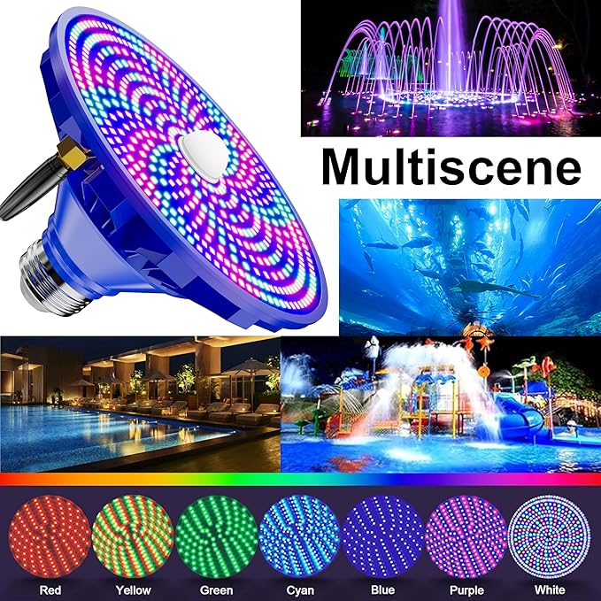 RGBW Pool Light Bulb for Inground Pools – 90W LED Swimming Pool Lights Bulb with 12 Color Modes, Adjustable Brightness & Speed, Remote Control, Energy Efficient, E26 Base