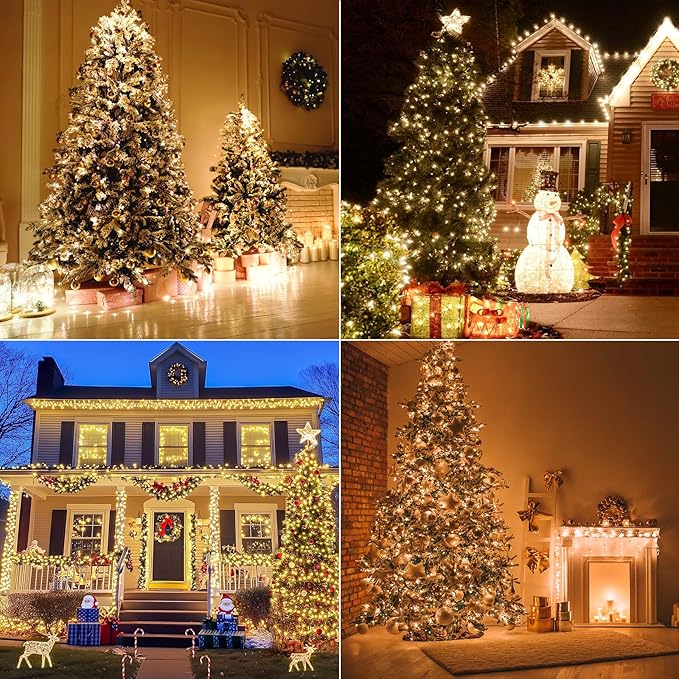 Upgraded 105FT 300 LED Fairy Lights Plug in Outdoor/Indoor, Timer & Remote & 8 Modes, Silver Wire Christmas String Lights, Waterproof Twinkle Lights for Xmas Tree Holiday Party Garden