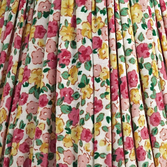 Nelle 3 1/2" Top x 6" Bottom x 5" High x 5" Slant Print Cottage Core Lamp Shade Replacement Small Red Yellow Empire Round Farmhouse Country Traditional Pleated Floral Clip On Candelabra - Springcrest