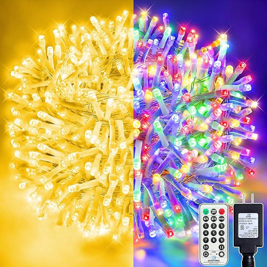 210FT 640 LED Christmas Tree Lights, Bright Warm White to Multicolor Outdoor Christmas String Lights for House, Fairy Lights with 11 Modes, Waterproof & Durable Indoor Outdoor Decor