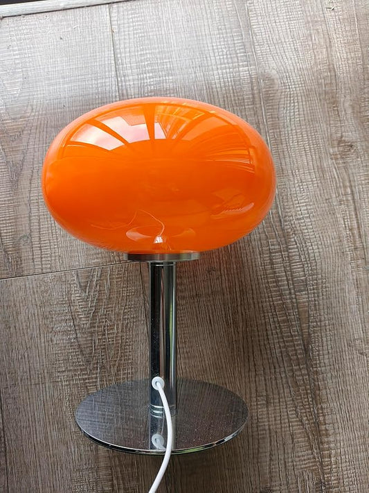 Glass Mushroom Lamp, Mid Century Dimmable Lamp 3 Color Temperatures Table Lamp for Bedroom Living Room Bedside Lamp, Cute Lamp Modern Small Lamp (8W, Orange)