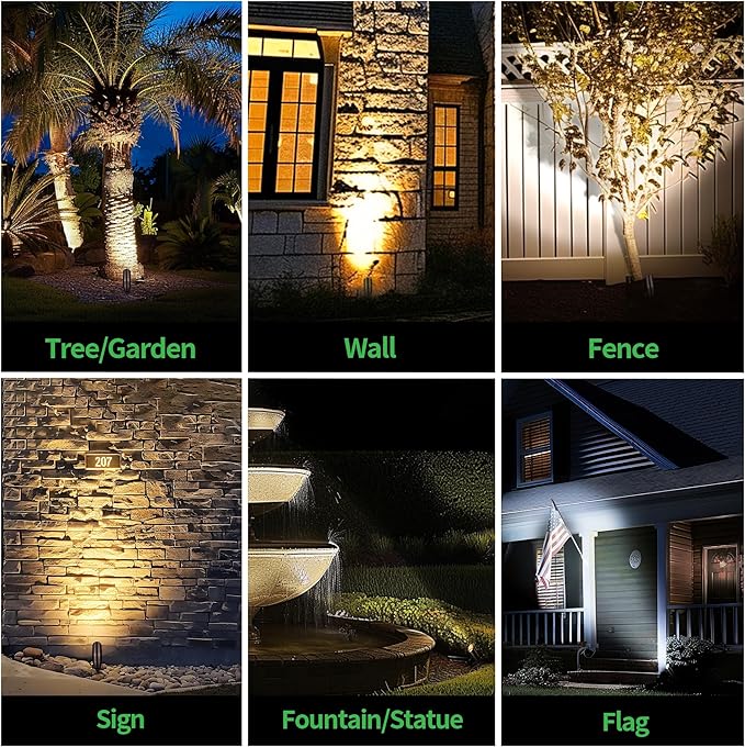12v Landscape Lighting Kit, with 12 Pack 3CCT Spotlights and 200W Transformer and 250FT Cable and 40 Wire Connectors, Aluminum ORB Ip65 Waterproof Tree Light for Home Patio Plant