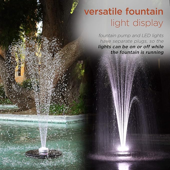 Alpine Corporation FTC102 | Floating Spray Fountain with 48 Color-Changing LED Lights & 398 GPH Pump — Decorative Outdoor Water Feature for Ponds or Pools — Black