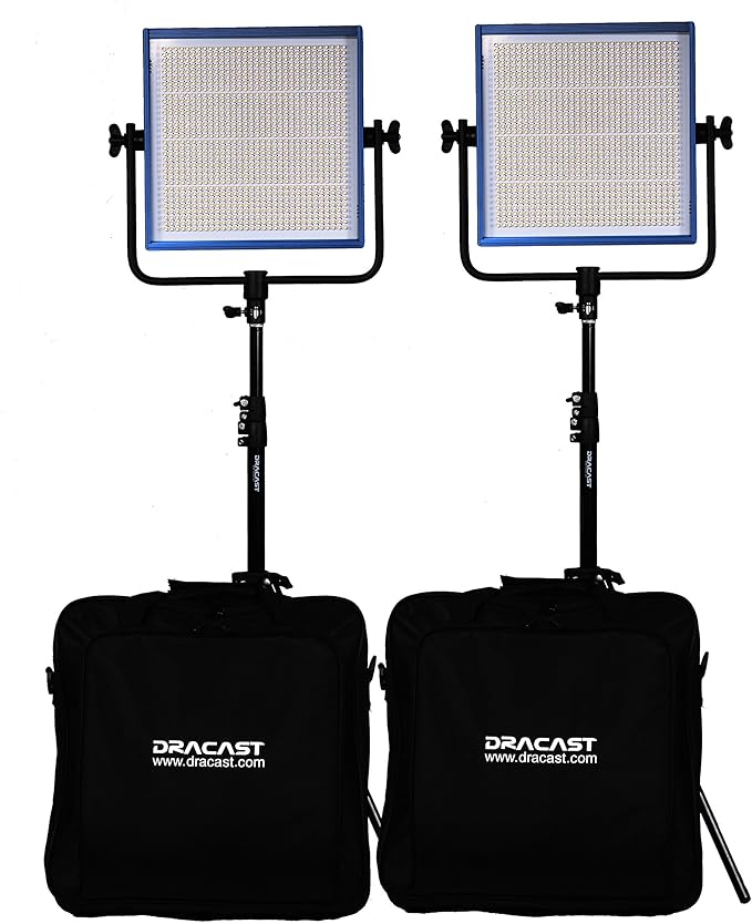 Dracast Pro Series LED1000 Bi-Color LED 2 Light Kit with V-Mount Battery Plates and Light Stands