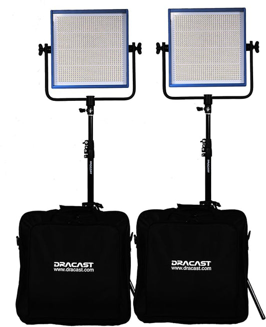 Dracast Pro Series LED1000 Bi-Color LED 2 Light Kit with V-Mount Battery Plates and Light Stands