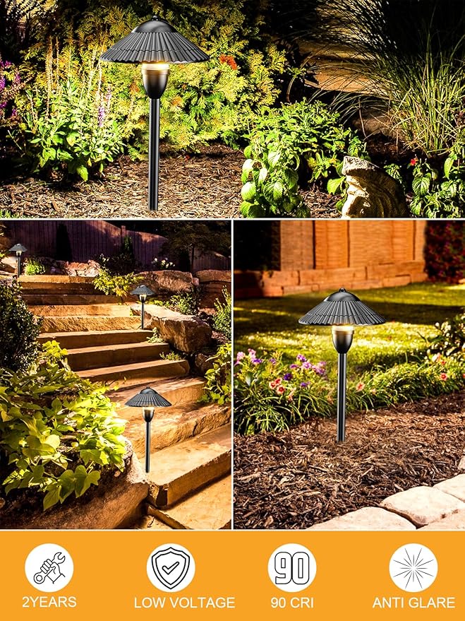 ZUCKEO Low Voltage Landscape Lights 5W Aluminum Pathway Lights,12V-24V Outdoor Landscape Lighting, 3000K Wired Path Light for Yard Garden Walkway, IP66 Waterproof, 12Pack with Connector