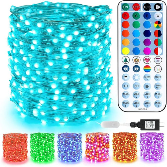 BrizLabs Easter Fairy Lights, 66ft 200 LED Color Changing Fairy Lights with Remote, Plugin Pastel Twinkle Light RGB Rainbow Starry Xmas Light Music Sync for Xmas Halloween Easter Home Party Wedding