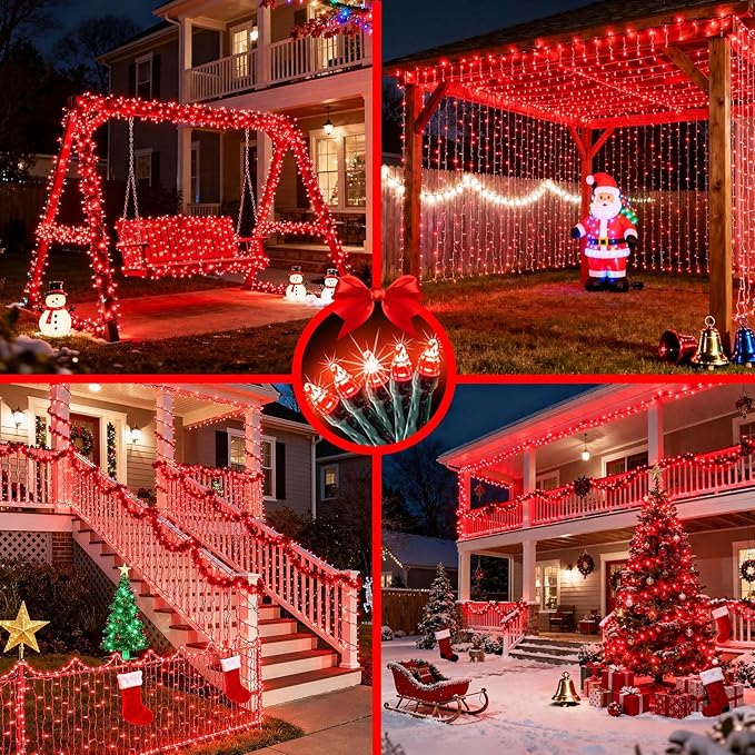 750 LED 240FT Christmas String Lights Outdoor, 12 Pro Modes and Timer Memory & Brightness, Plug in Waterproof Dark Green Wire Twinkle Light for for Xmas Yard Tree Wedding Party Decor (Red)