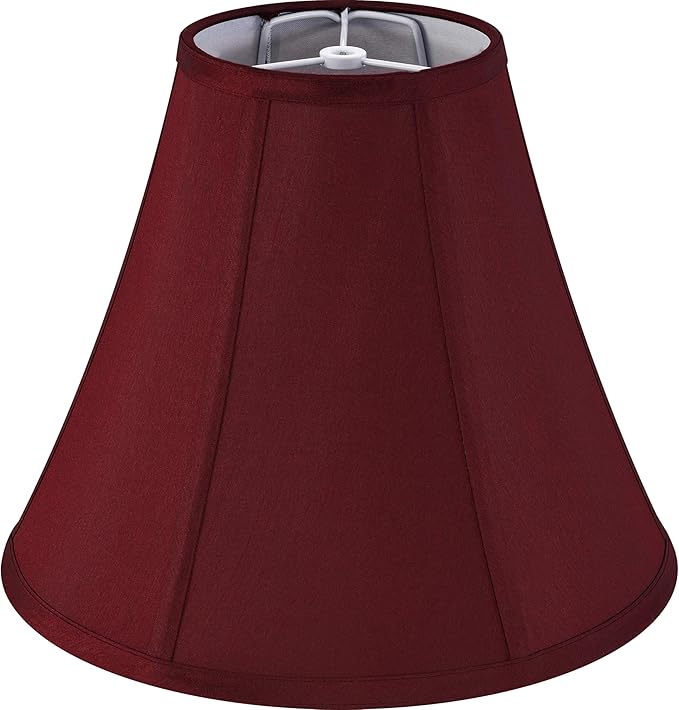 Burgundy Bell Lamp Shades 6" Top x 13" Bottom x 9.8" High(Spider) Medium Lamp Shade, Fabric Lamp Shade for Table Lamp,Bedside Lamp,Side Ribbing Hand Crafted Replacement Lampshade by GO&SO