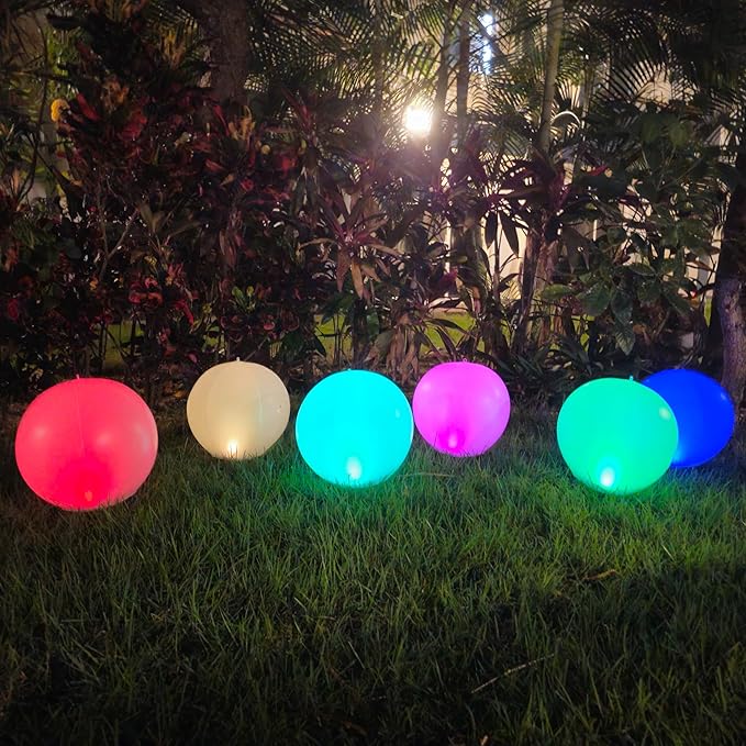 NAYUNA 2 Pack - Solar LED Floating Pool Lights - 14-Inch Inflatable Waterproof Decorative Balls with 16 Color-Changing Glow, Durable and Eco-Friendly for Pools, Patios, Gardens and Events