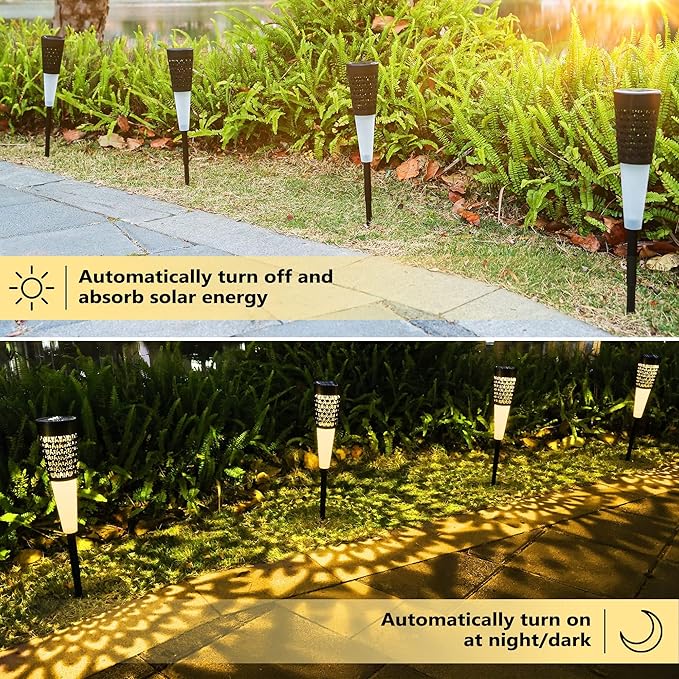 Toodour Solar Lights Outdoor Garden, 4 Pack Solar Pathway Lights Waterproof, Auto On/Off, Outdoor for Garden Yard Patio Walkway Driveway Landscapes Lawn (Warm White)