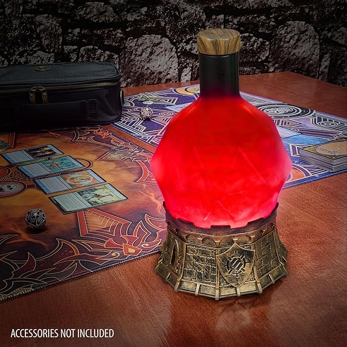 ENHANCE Gaming Sorcerer's Health Potion Light with Swirling Mystical Brew - Potion Bottle Mood Light Prop for Tabletop Game Immersion, Playroom, Desk Decor - Soft Glowing Whirling Goblet (Red Elixir)