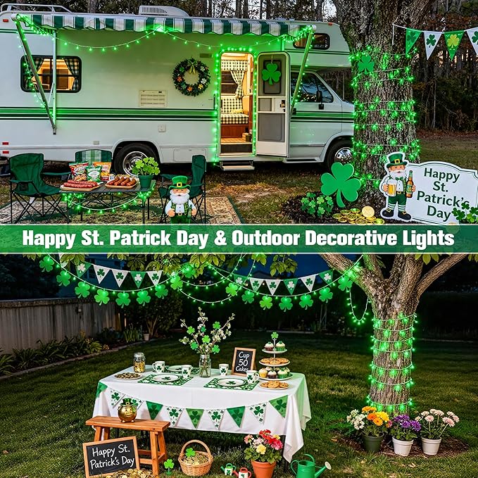 JMEXSUSS 2 Pack Green St Patricks Day Lights, Each 100 LED Connectable Green Christmas Lights Outdoor Waterproof, String Lights Plug in Indoor for St Patricks Day Christmas Bedroom Decorations
