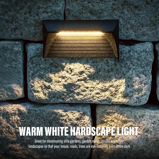 VENUS MANUFACTURING 2W Low Voltage Deck Lights LED Outdoor Stair Lights 3000K 12V Wired Step Lighting Die-cast Aluminum for Fence Yard Patio and Pathway (6Pack)