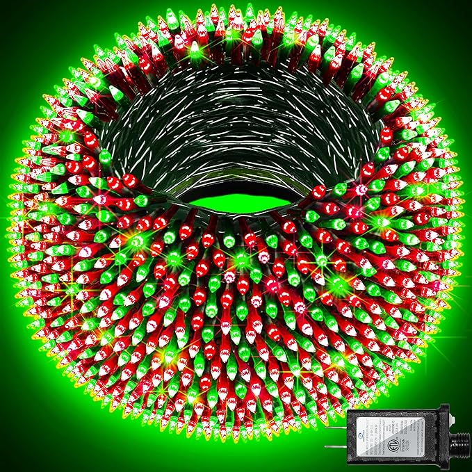 1500 LED 470FT Christmas Lights Outdoor,12 Lighting Modes Christmas String Lights with Timer, Dimmable Red & Green LED StringLights Waterproof for Yard Tree Wedding Party Holiday Red & Green