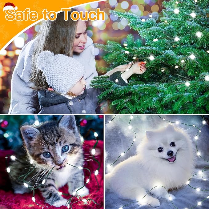 Ollny Christmas Lights 800 LED 262 FT Plug in, IP67 Waterproof Green Wire Outdoor Christmas Lights with Remote, 8 Modes and Timer Christmas Tree Light for House Indoor Xmas Decorations (Cool White)
