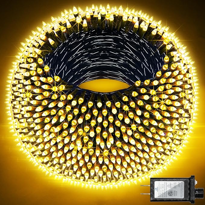 300LED Christmas Lights Outdoor Indoor Use, 12 Lighting Modes 75ft Christmas Tree Lights with Timer, Dimmable Warm White LED StringLights Waterproof for Yard Tree Wedding Party Holiday Warm White