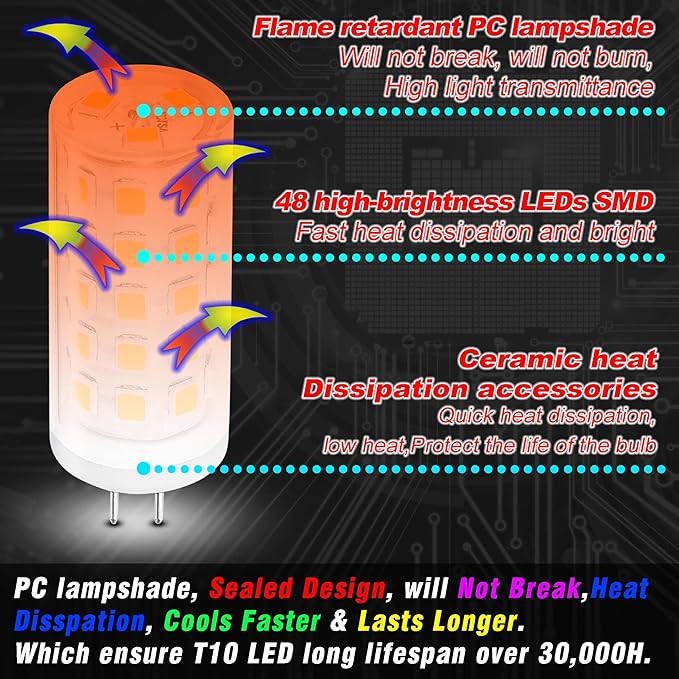 G4 Bi-Pin LED Bulbs 30W-40W Halogen Equivalent 6000K Daylight White 12V 24V T3 JC Type 4W 400lm G4 LED Bulb for RV Camper Marine Boat Deck Lights Landscape Step Lawn Lighting Chandelier, 8 Pack