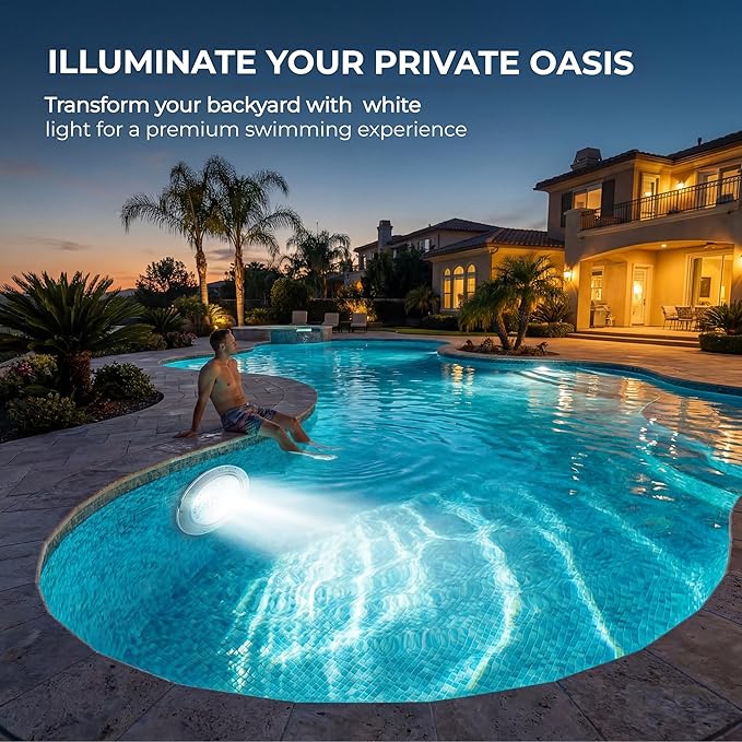 LED Pool Lights for Inground Pools, 120V Pool Lights White, 10 Inch Inground Pool Light 120v Suitable for 10 Inch Wet Niche, Underwater Pool Light, 35W, 100 Foot Cord