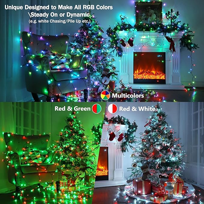 BrizLabs RGB + Warm White Christmas Lights, 98.5FT 300 LED Color Changing String Lights with Remote, Dimmable Twinkle Mini Fairy Light for Indoor Outdoor St Patrick's Day Xmas Halloween Tree Decor