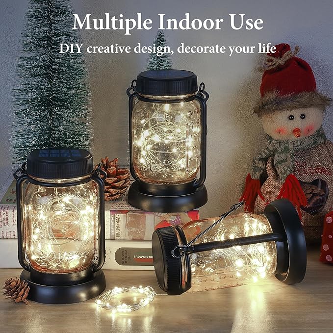 OHLUX Solar String Lights Outdoor,Each Pack 100LED 33FT Decorative Fairy Lights Waterproof 8 Modes Copper Wire Sun Powered Firefly Lights for Outdoor Wedding Patio Garden Trees Party(Daylight/2PACK)