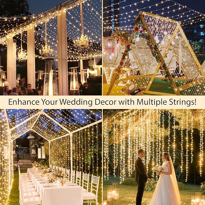 suddus 200 Led Connectable Christmas Lights Outdoor Waterproof, 66ft Fairy Lights Plug in with Remote, Warm White Christmas Tree Light Indoor for Bedroom, Dorm, Xmas Party, Porch, Patio, Garden Decor