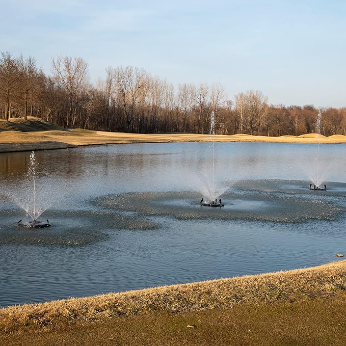 HALF OFF PONDS Floating Fountain, 1/3 HP Pond Aerator, 100 ft Cord, 5,200 GPH Water Pump, 9 Spray Patterns, Energy-Efficient Pump - for Ponds & Water Gardens
