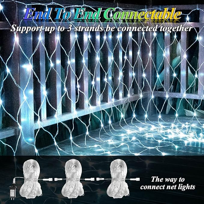 Lovelite 8ft x 8ft Net Lights Outdoor, 196LED 35 Colors Changing Gazebo Lights Clear Wire, Connectable Fairy Mesh Lights Waterproof for Patio Pergolas Backyard Bush Christmas Holiday Wedding Party