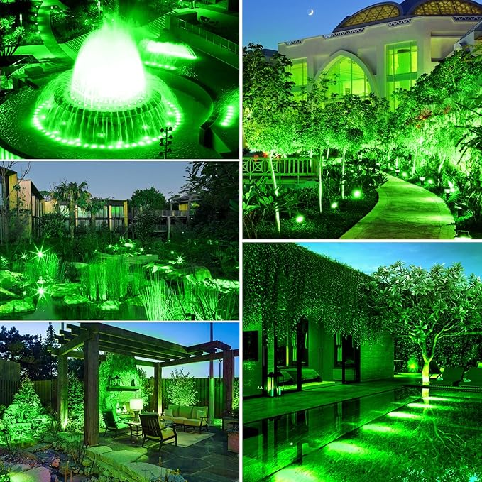 Green Pond Lights, Super Bright LED Underwater Submersible Landscape Spotlights, Switch Control IP68 Waterproof Fountain Lights for Fish Aquarium Tank Garden Yard Tree Pool (Set of 6)
