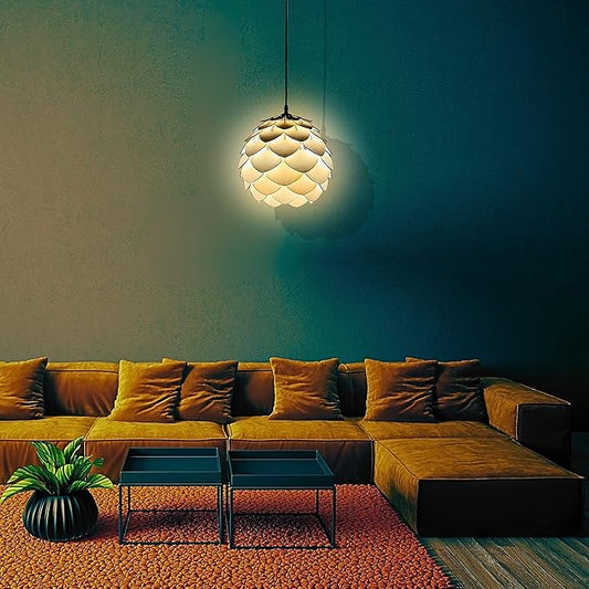 EIGEN Wood Pendant Lights Kitchen Island, Mini Chandeliers for Dining Room, Kitchen & Bedroom - Hanging Lamp Pendant Light Fixtures with Ceiling Mount and E26 Holder (Pinecone - Natural)