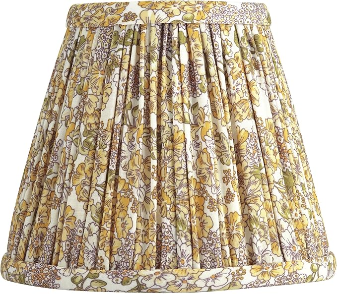 Springcrest Nelle Yellow Floral Cottage Core Pleated Shade 3.5x6x5 (Clip-On) - Springcrest