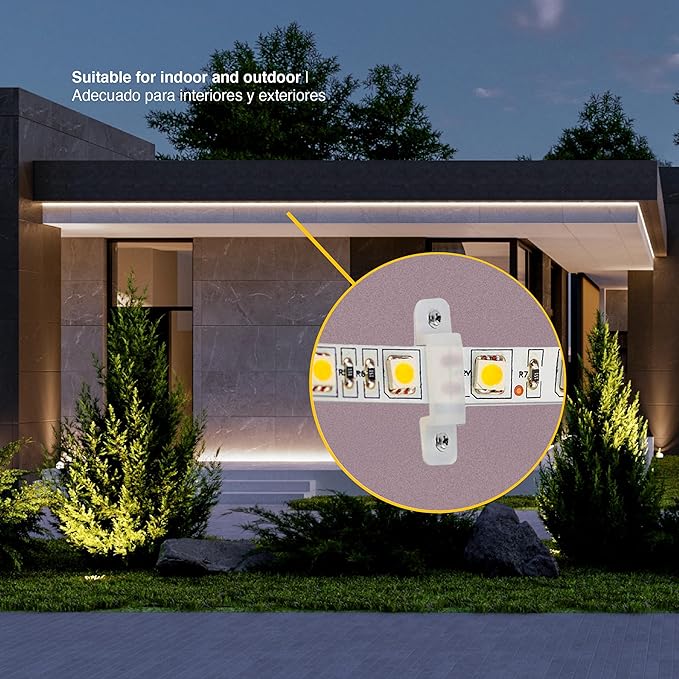 100 Pack LED Strip Light Mounting Brackets, 10mm Clips for IP67/IP68 Waterproof LED Strips, Silicone LED Light Holders for Indoor & Outdoor Use
