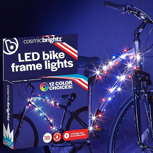 Brightz CosmicBrightz LED Bike Frame Rope Light - 6.5-Foot String Rope - Battery-Powered with On/Off Switch - Ultra Bright Color Keeps Your Ride Fun and Safe for Kids, Teens, & Adults
