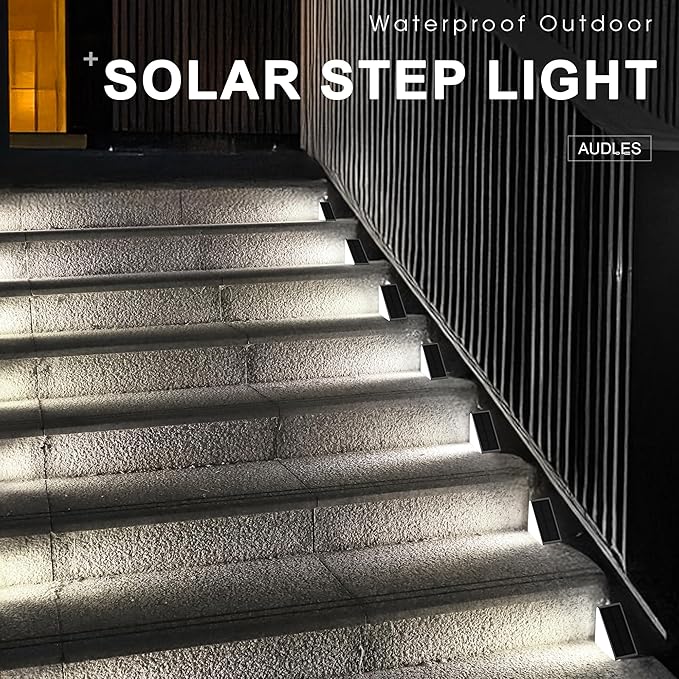 LED Solar Step Lights Waterproof Outdoor Stair Lights, Solar Deck Light Outdoor Decor IP67 Solar Lights for Yard, Patio, Garden, Walkways, Front Door, Pathway, Driveway (8)