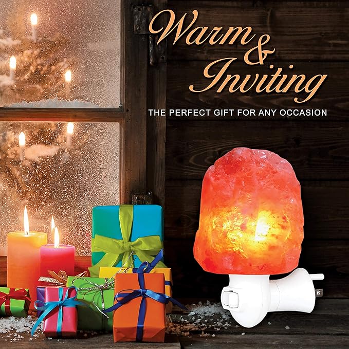 Himalayan Rock Salt Lamp Night Light Natural Hand Carved Pure Authentic Pink Salt Crystals from Pakistan use in Bedroom Family Room Hallway Office by My Perfect Nights