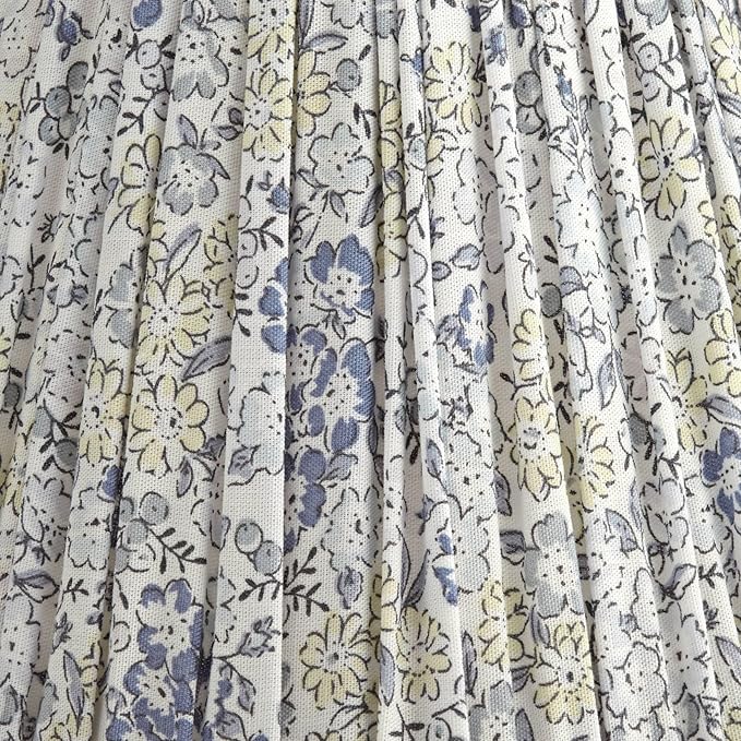 Springcrest Nelle Blue Gray Yellow Floral Pleat Cottage Core Shade 3.5x6x5 (Clip-On) - Springcrest